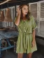 Summer Spring Casual Yellow Shorts Jumpsuit 2021 V-Neck Buttons Sash 1/2 Sleeves Loose