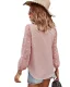 Fashion Spring Summer Blushing Pink Resort Wear Blouses 2021 V-Neck Long Sleeve Loose Women Tops