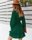 Chic / Beautiful Fall Winter Casual Dark Green Regular Women Dresses 2021 V-Neck Long Sleeve