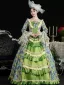 Vintage / Retro Medieval Lime Green Floral Prom Dresses 2024 Printing Floor-Length / Long Lace Cosplay Long Sleeve A-Line / Princess Ball Gown Prom Formal Dresses