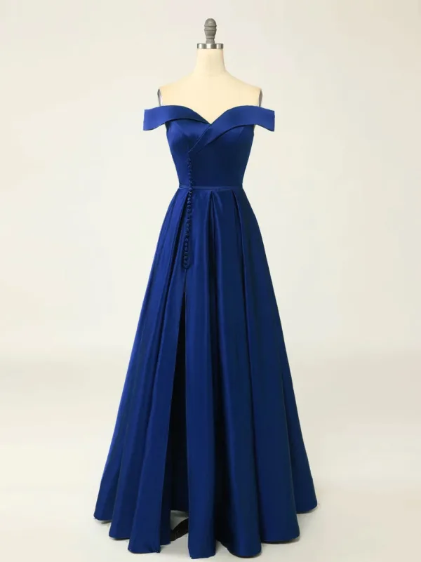 Vintage / Originale Vert Foncé Satin Fendue devant Robe De Bal 2024 Princesse Bretelles Spaghetti Sans Manches Dos Nu Longue Robe De Ceremonie