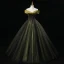 Vintage / Retro Dark Green Rhinestone Lace Flower Prom Dresses 2023 Ball Gown Off-The-Shoulder Sleeveless Backless Floor-Length / Long Prom Formal Dresses