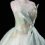Fashion Sage Green Beading Sequins Prom Dresses 2023 Ball Gown Scoop Neck Sleeveless Backless Floor-Length / Long Formal Dresses