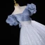 Bling Bling Bleu Ciel Paillettes Robe De Bal 2023 Robe Boule Volants De l'épaule Manches Courtes Dos Nu Longue Promo Robe De Ceremonie