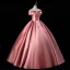 Schöne Pink Perlenstickerei Satin Ballkleider 2023 Ballkleid Off Shoulder Ärmellos Rückenfreies Lange Ball Festliche Kleider