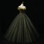 Vintage / Retro Dark Green Rhinestone Lace Flower Prom Dresses 2023 Ball Gown Off-The-Shoulder Sleeveless Backless Floor-Length / Long Prom Formal Dresses