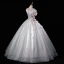Flower Fairy Grey Sky Blue Beading Sequins Lace Flower Appliques Prom Dresses 2023 Ball Gown U-Neck Ankle Strap Sleeveless Backless Floor-Length / Long