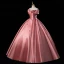 Schöne Pink Perlenstickerei Satin Ballkleider 2023 Ballkleid Off Shoulder Ärmellos Rückenfreies Lange Ball Festliche Kleider