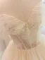 Charming Champagne Lace Flower Cascading Ruffles Wedding Dresses 2024 Ball Gown Strapless Sleeveless Backless Court Train