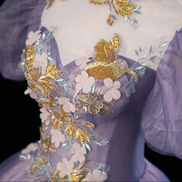 Elegant Lavender Beading Lace Flower Butterfly Appliques Prom Dresses 2023 Ball Gown Elegant Lavender Beading Lace Flower Butterfly Appliques Prom Dresses 2023 Ball Gown