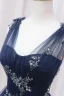 Vintage / Retro Navy Blue Beading Sequins Prom Dresses 2024 A-Line / Princess U-Neck Sleeveless Backless Sweep Train Prom Formal Dresses