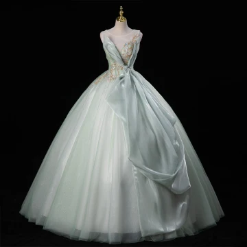 Fashion Sage Green Beading Sequins Prom Dresses 2023 Ball Gown Scoop Neck Sleeveless Backless Floor Length Long Formal Dresses