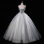 Flower Fairy Grey Sky Blue Beading Sequins Lace Flower Appliques Prom Dresses 2023 Ball Gown U-Neck Ankle Strap Sleeveless Backless Floor-Length / Long