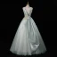 Fashion Sage Green Beading Sequins Prom Dresses 2023 Ball Gown Scoop Neck Sleeveless Backless Floor-Length / Long Formal Dresses