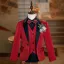 Red 6-piece Long Sleeve Wedding Boys Wedding Suits 2024 Body Jewellery Coat Pants Shirt Tie Vest