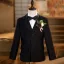 Noire 6 pièces Manches Longues Costume Garçon Mariage 2024 Mariage Bijoux De Corps Manteau Pantalon Chemise Cravate Gilet