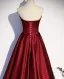 Chic / Beautiful Burgundy Spotted Prom Dresses 2024 A-Line / Princess Puffy Off-The-Shoulder Short Sleeve Backless Floor-Length / Long Prom Formal Dresses