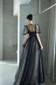 Chic / Beautiful Black Glitter Appliques Prom Dresses 2024 A-Line / Princess Scoop Neck Short Sleeve Backless Floor-Length / Long Prom Formal Dresses
