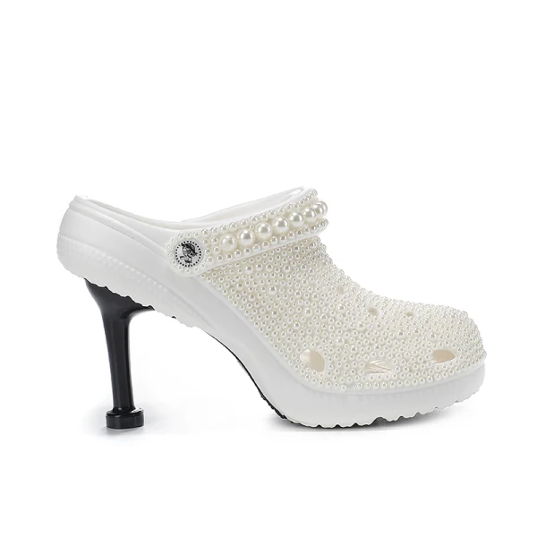 Chic / Beautiful Ivory Pearl Wedding High Heels 2022 10 cm Stiletto Heels Round Toe Wedding Shoes