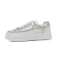 Bekväm Elfenben Pärla Rhinestone Bröllop Sneakers 2022 Läder Pande Zote Toe Brudskor
