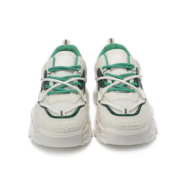 Bekväm Elfenben Rhinestone Pärla Bröllop Sneakers 2022 Läder Pande Zote Toe Brudskor