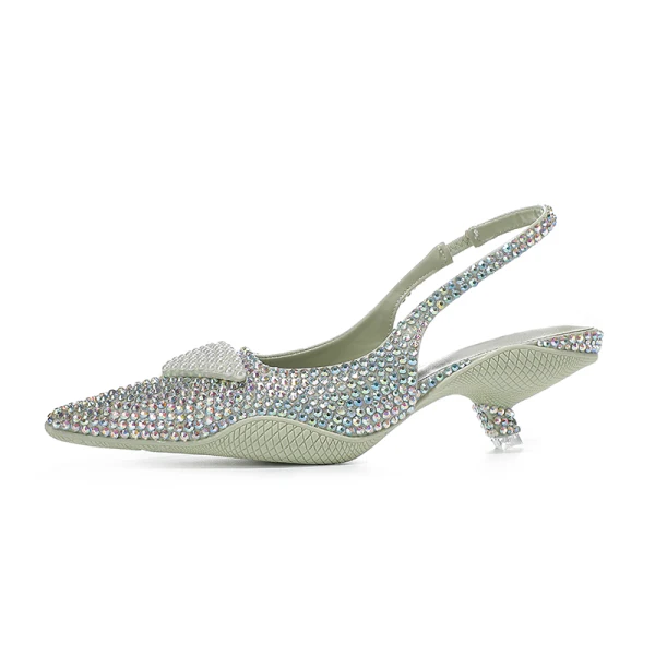 Charming Multi-Colors Rhinestone Evening Party Womens Sandals 2022 Leather Pearl 3 cm Low Heel Stiletto Heels Pointed Toe Womens Shoes High Heels