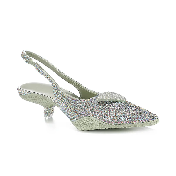 Charming Multi-Colors Rhinestone Evening Party Womens Sandals 2022 Leather Pearl 3 cm Low Heel Stiletto Heels Pointed Toe Womens Shoes High Heels