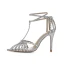 Charming Silver Pearl Rhinestone Wedding Shoes 2022 Leather T-Strap 10 cm Stiletto Heels Pointed Toe High Heels