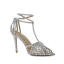 Charming Silver Pearl Rhinestone Wedding Shoes 2022 Leather T-Strap 10 cm Stiletto Heels Pointed Toe High Heels