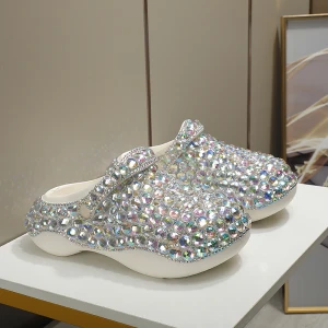Bekväm Multi Färger Rhinestone Platt Bröllop Sneakers 2022 Pande Zote Toe Brudskor