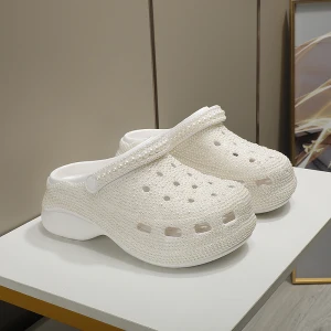 Bekväm Elfenben Rhinestone Platt Bröllop Sneakers 2022 Pande Zote Toe Brudskor