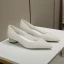 Fashion Summer Ivory Pearl Wedding Shoes 2022 Leather 4 cm Low Heel Thick Heels Pointed Toe Wedding High Heels