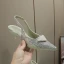 Charming Multi-Colors Rhinestone Evening Party Womens Sandals 2022 Leather Pearl 3 cm Low Heel Stiletto Heels Pointed Toe Womens Shoes High Heels