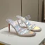 Sexy Transparent Summer Silver Evening Party Rhinestone Womens Sandals 2022 8 cm Stiletto Heels Open / Peep Toe Sandals High Heels