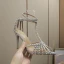 Charming Silver Pearl Rhinestone Wedding Shoes 2022 Leather T-Strap 10 cm Stiletto Heels Pointed Toe High Heels