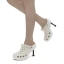 Chic / Beautiful Ivory Pearl Wedding High Heels 2022 10 cm Stiletto Heels Round Toe Wedding Shoes