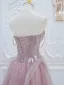 Schöne Rosa Applikationen Ballkleider 2024 A Linie Bandeau Ärmellos Rückenfreies Wadenlang Festliche Kleider