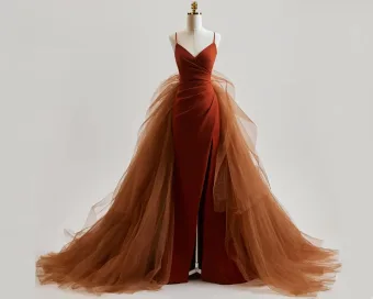 Mode Rouge Fendue Devant Robe De Bal 2025 Trompette Sirène Bretelles Spaghetti Sans Manches Dos Nu Train De Balayage Robe De Ceremonie
