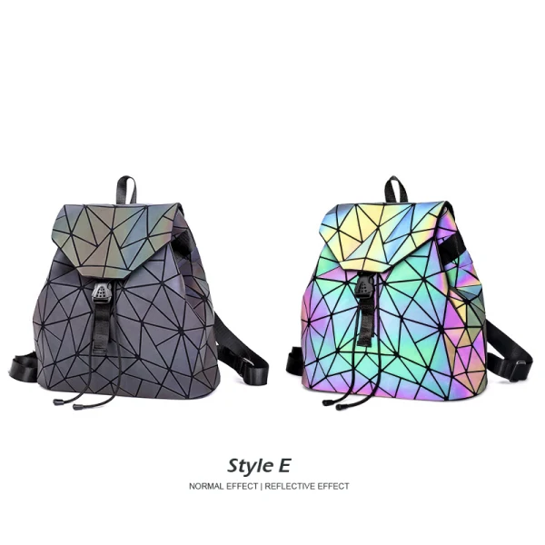 llamativo Luminoso Geométrica Multi-Colors Mochilas 2021 Holográfico Reflexivo Bolsos de mujer