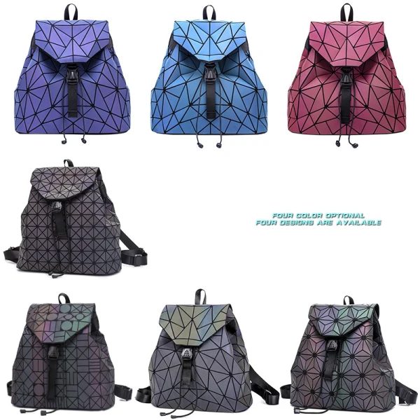 llamativo Luminoso Geométrica Multi-Colors Mochilas 2021 Holográfico Reflexivo Bolsos de mujer