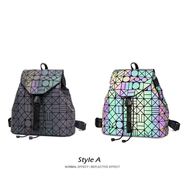 llamativo Luminoso Geométrica Multi-Colors Mochilas 2021 Holográfico Reflexivo Bolsos de mujer