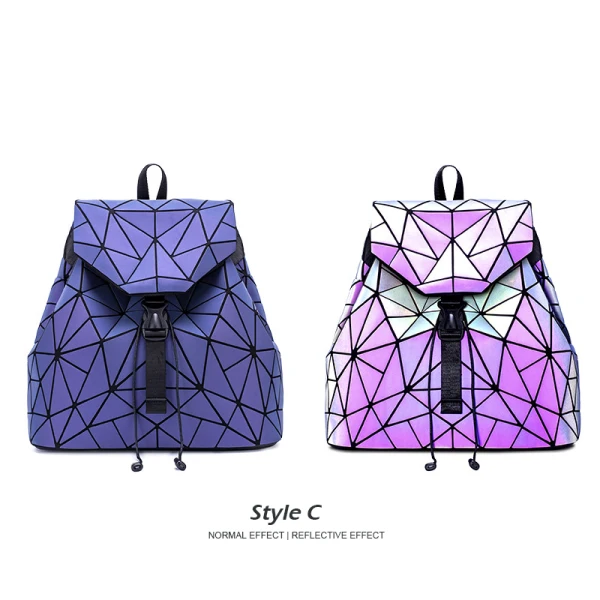 llamativo Luminoso Geométrica Multi-Colors Mochilas 2021 Holográfico Reflexivo Bolsos de mujer