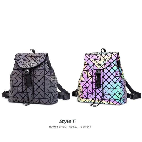 llamativo Luminoso Geométrica Multi-Colors Mochilas 2021 Holográfico Reflexivo Bolsos de mujer