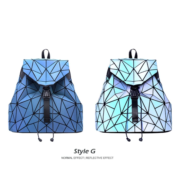 llamativo Luminoso Geométrica Multi-Colors Mochilas 2021 Holográfico Reflexivo Bolsos de mujer