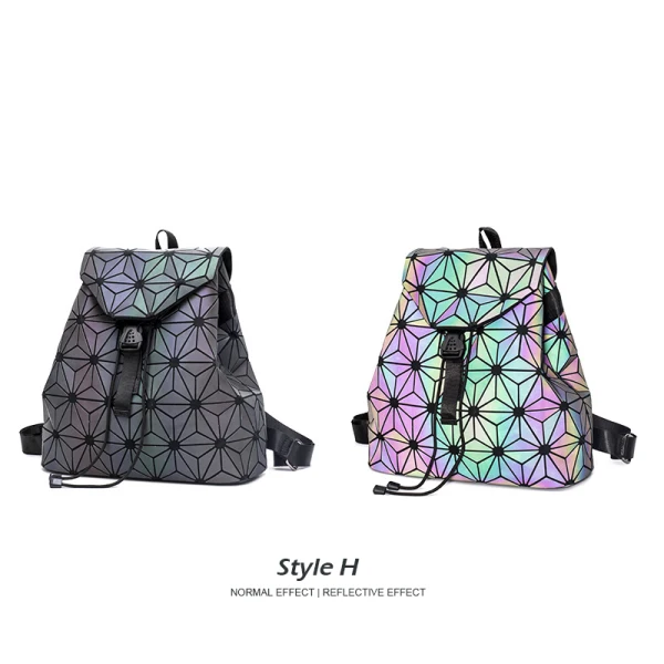 llamativo Luminoso Geométrica Multi-Colors Mochilas 2021 Holográfico Reflexivo Bolsos de mujer