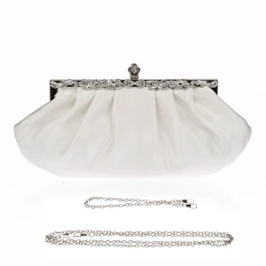 Mooie Prachtige Witte Handtassen Kralen Rhinestone Velour Metaal Feest Avond Accessoires 2019