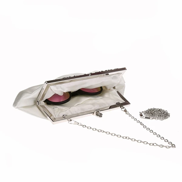 Chic / Beautiful White Clutch Bags Beading Rhinestone Velour Metal Cocktail Party Evening Party Accessories 2019