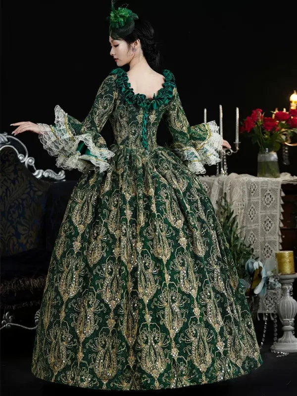 Vintage / Retro Medieval Dark Green Prom Dresses 2024 Crossed Straps Floor-Length / Long Lace U-Neck A-Line / Princess Cosplay Ball Gown Prom Formal Dresses