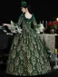 Vintage / Retro Medieval Dark Green Prom Dresses 2024 Crossed Straps Floor-Length / Long Lace U-Neck A-Line / Princess Cosplay Ball Gown Prom Formal Dresses