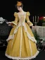 Vintage / Retro Medieval Bling Bling Yellow Prom Dresses Prom Dresses 2024 3D Lace Floor-Length / Long U-Neck Long Sleeve Ball Gown Cosplay Prom Formal Dresses